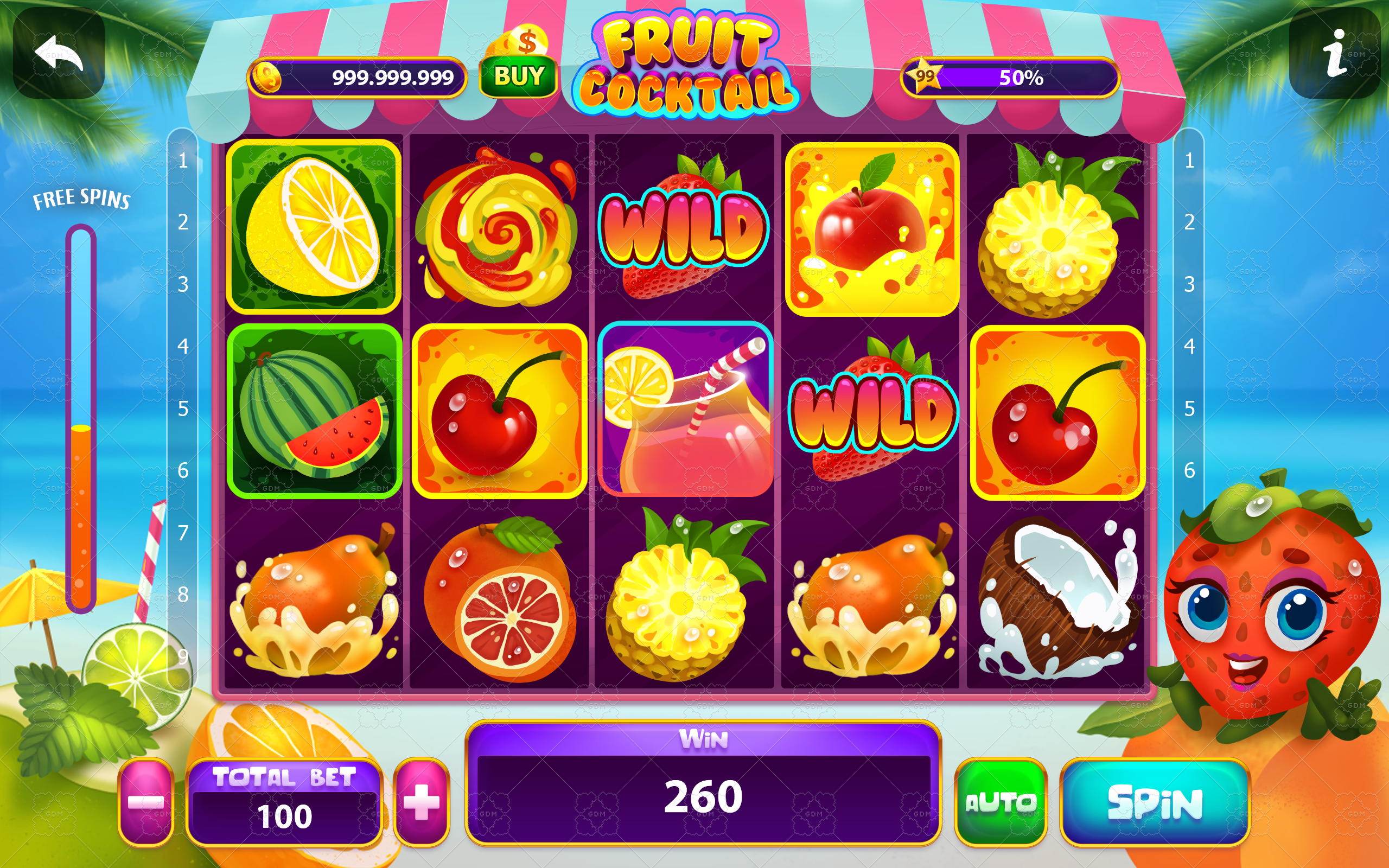 Fruit Cocktail en versión móvil para smartphones Android e iOS con interfaz táctil optimizada